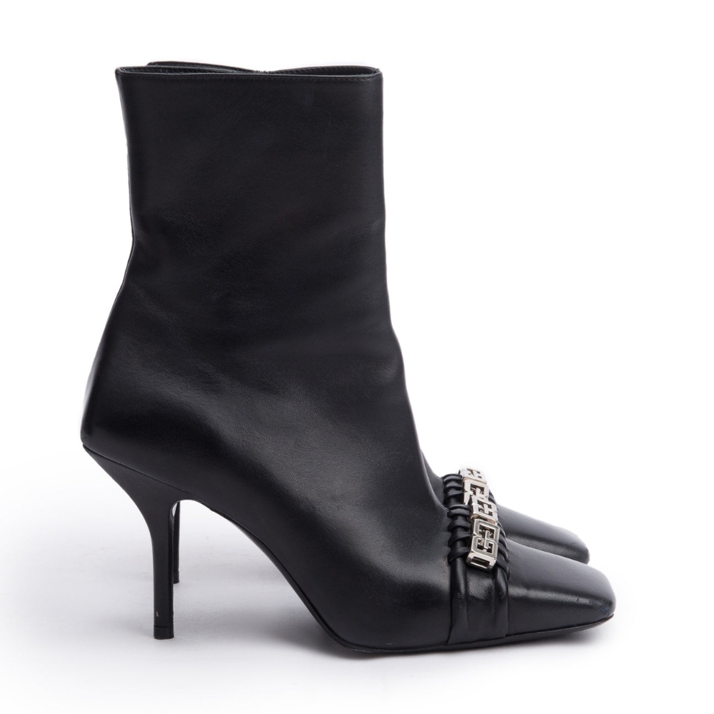 Givenchy Black Leather G-Woven Ankle Boots, Size 36.5  - Picture 3 of 5